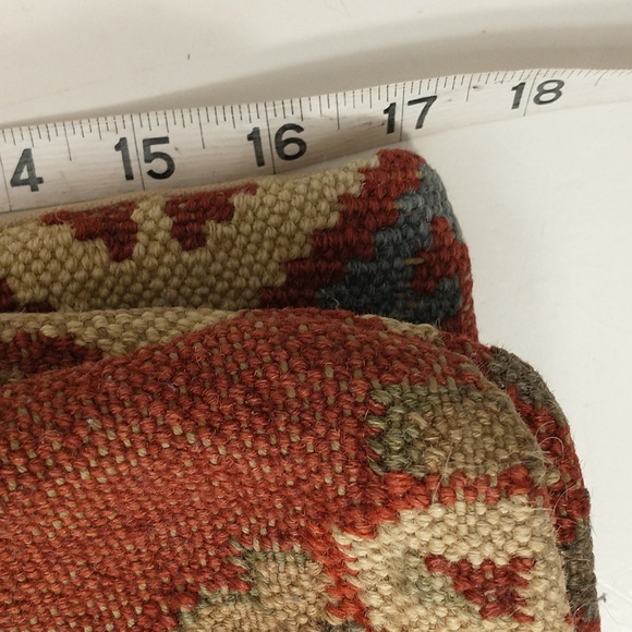 Four Carpet Woven Vintage Pillow Cases Coordinating Set Natural Fiber Zip Casing - Picture 13 of 16